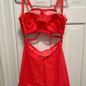 Victoria’s Secret Red Lace Teddy Lingerie 34C